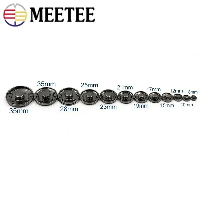 Meetee 100 zestawów 8-30mm metalowy zatrzask mosiężny zatrzask zatrzaskowy przycisk do szycia guziki DIY kurtka odzież akcesoria do scrapbookingu C7-2