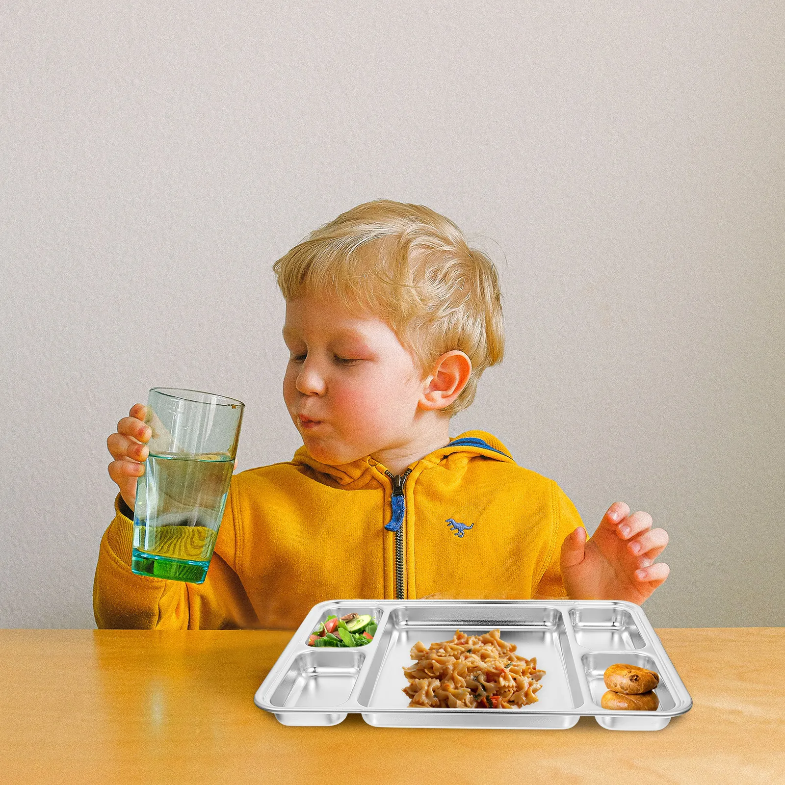 

1Pcs Stainless Steel Divided Plate Multiple Compartments Breakfast Household Tableware Fresh Moisture Retention Flavor