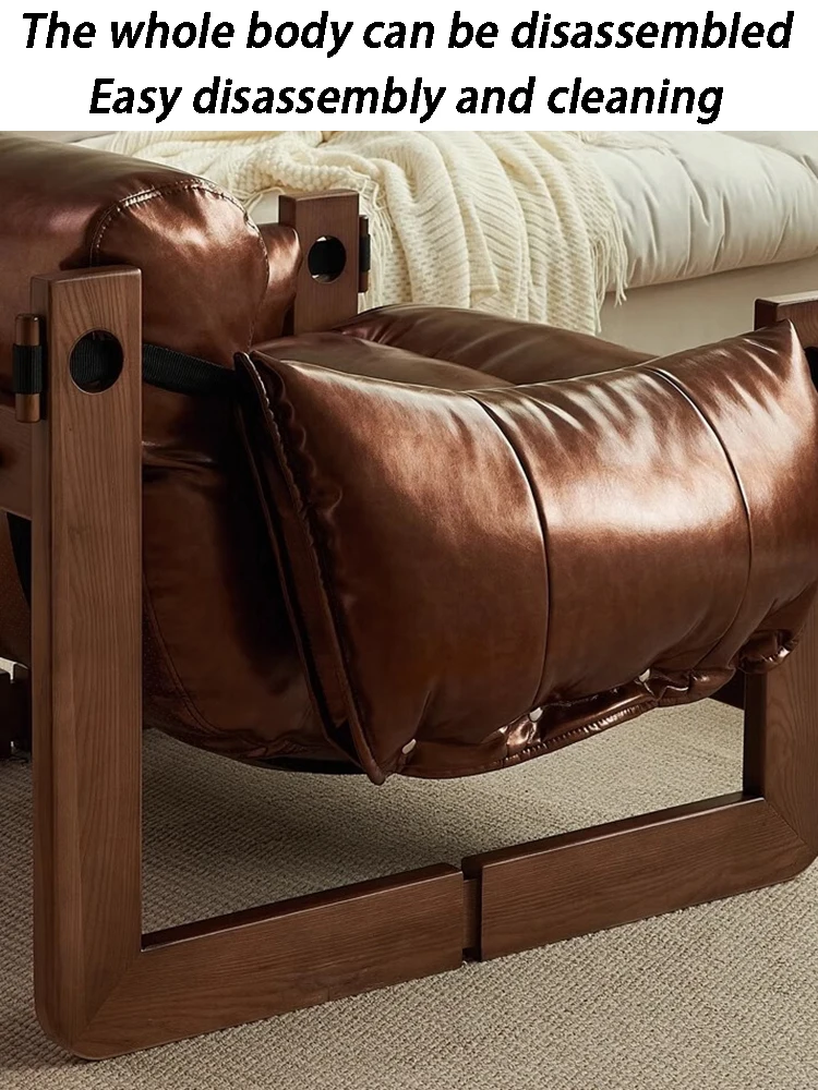 Leather Sofa Chair Luxury Living Room Armchair Single Person Lazy Lounge Chairs Modern Household Leisure Relaxation Chairs image 5