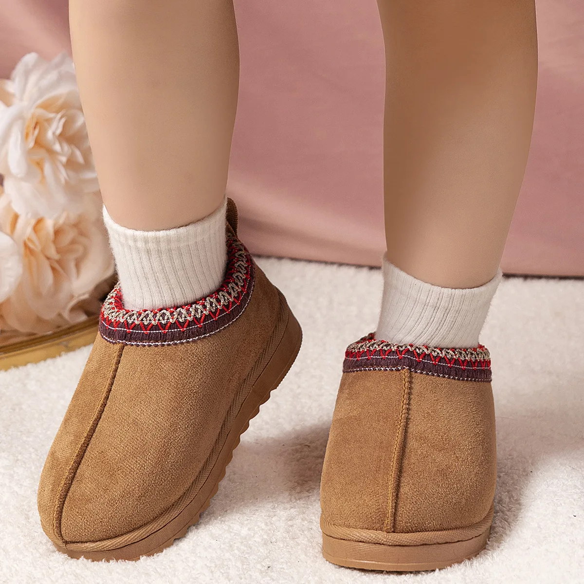 Children's Cotton Lined Snow Boots, Thickened Short Boots, Warm and Comfortable Footwear, Boys, Girls, Baby, Autumn, Winter