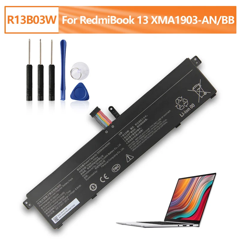 

Replacement Battery R13B03W For RedmiBook 13 XMA1903-AN XMA1903-BB Rechargable Battery 5200mAh