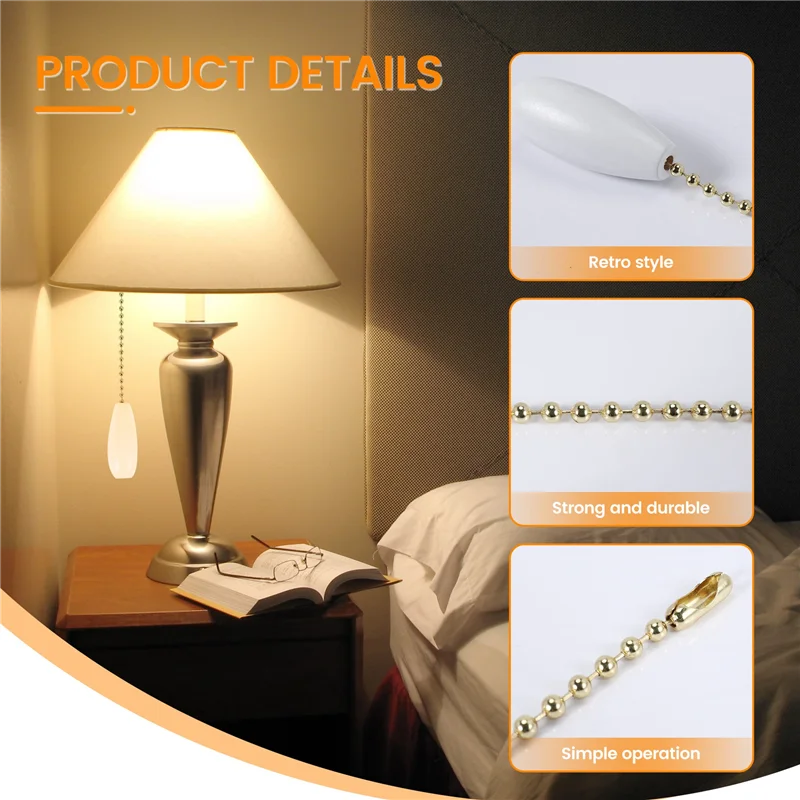 

ABWP-4 Pieces Ceiling Fan Chain Pulls Wooden Pull Chain Extension Pull Chain For Ceiling Light Lamp Fan Chain