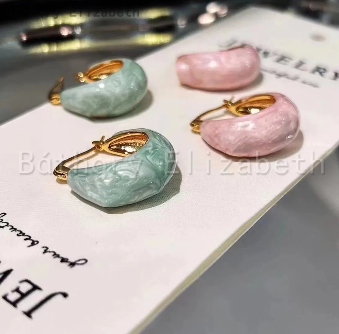 Báthory Elizabeth Fashion Design Round Blue Pink Gold Earrings For Women French Luxury Jewelry Top Quality Birthday Party Gift