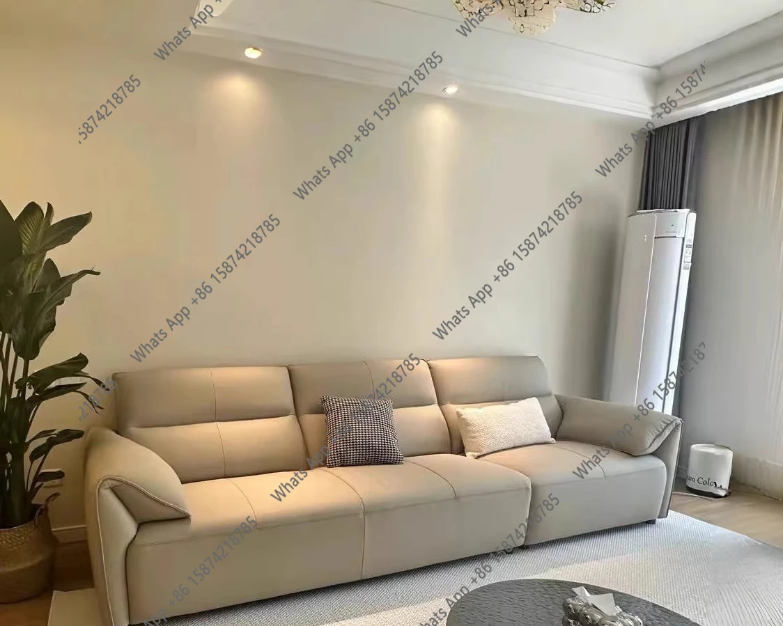 

Imported leather straight row sofa living room sofa first layer cowhide 3 meters sofa modern simple light luxury