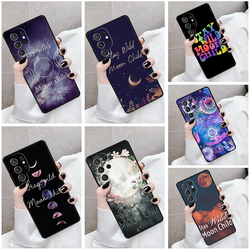 Phone Case For Samsung Galaxy S24 S23 S21fe S22 Ultra Plus Note 10 20 S8 S9 S10 Cover Stay-Wild-Moon-Child