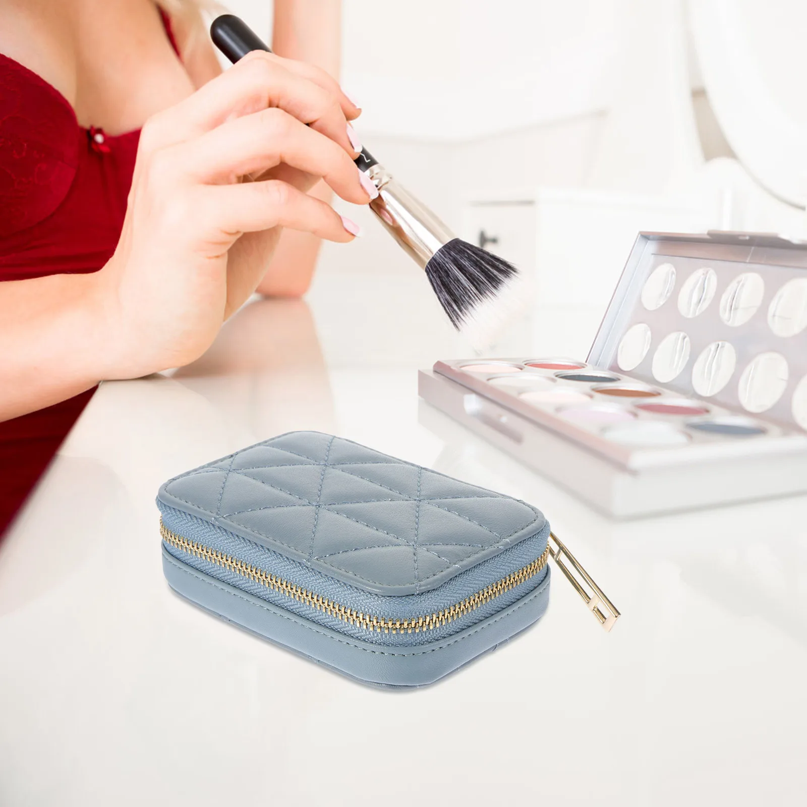 Lip Gloss Storage Bag Portable Lipstick Pouch Comfortable Surface Durable Zipper Makeup Organizer Travel Use Lipstick