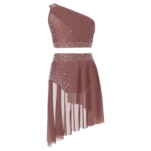 Imagen 2 del producto Tutú de Ballet con diamantes de imitación brillantes para niñas, leotardo de gimnasia, vestido de patinaje artístico atlético, disfraz de actuación de danza lírica