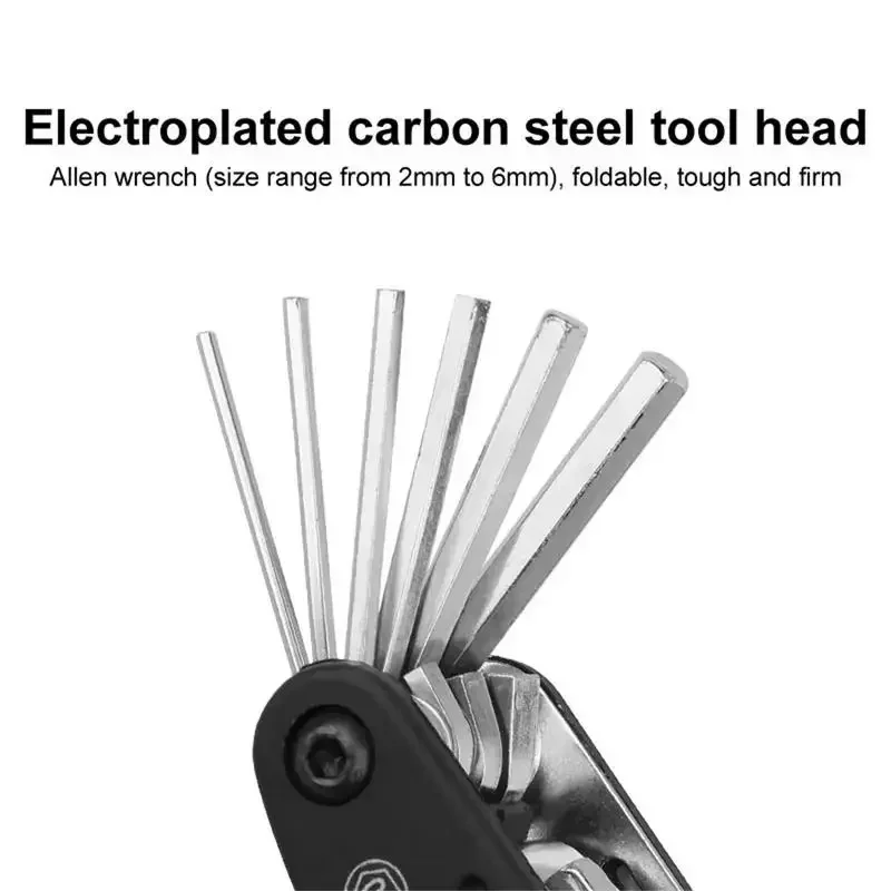 Kit multiferramentas de ciclismo 16 em 1 durável - Ferramenta ergonômica de reparo de bicicletas com chave sextavada para bicicletas de estrada e montanha