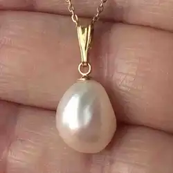 13-15 mm Bright light White Baroque pearl pendant 18K Clavicle Choker Energy New Cross Pendants Dragon Jewelry Reiki Zodiac