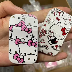 2024 Sanrio Hello Kitty cartoon lighter windproof high-end home cute KT cat KTV bar ultra-thin cigarette lighter pink flame gift