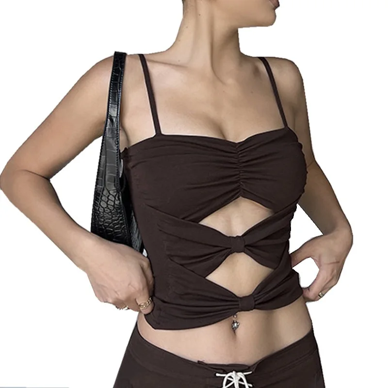 Women's Fitness Tank Top with Chest Pad Hollow out High Elasticity Quick Dry Yoga Strap Cross Border Sports Vest Short Style