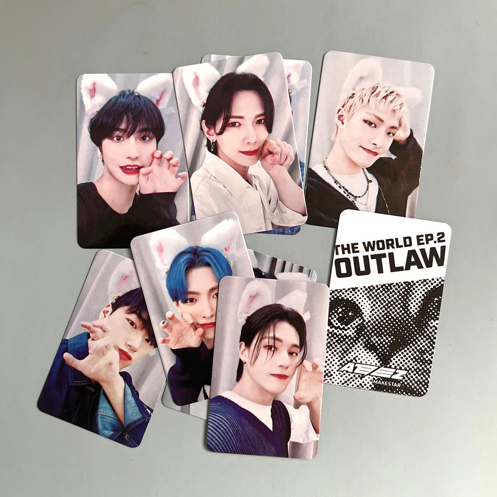 8 stks/set Idol ATEEZ Nieuwe Serie HIJ WERELD EP.2 OUTLAW Lomo Kaarten Hoge Kwaliteit HD Printd Photocards Seonghwa San Mingi Fans geschenken