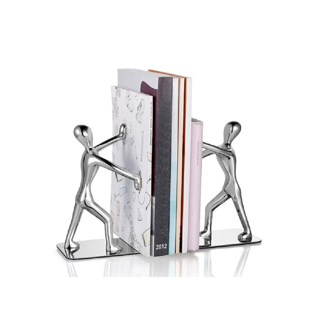 Decorative Bookends Heavy Duty Zinc Alloy Man Book End, Non-Skid Bookend, Metal Book Ends For Shelves, Book Support