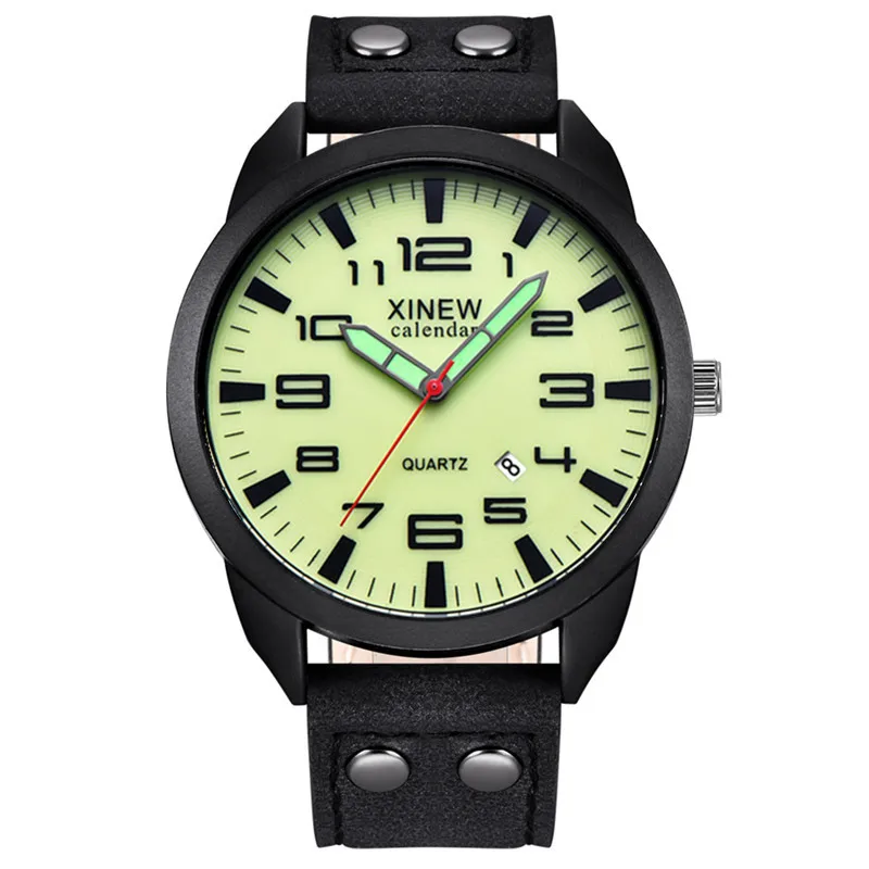 

Оригинальные брендовые студенческие часы XINEW, мужские модные простые кварцевые наручные часы с кожаным ремешком и датой, черные Montre Homme Reloj Hombre
