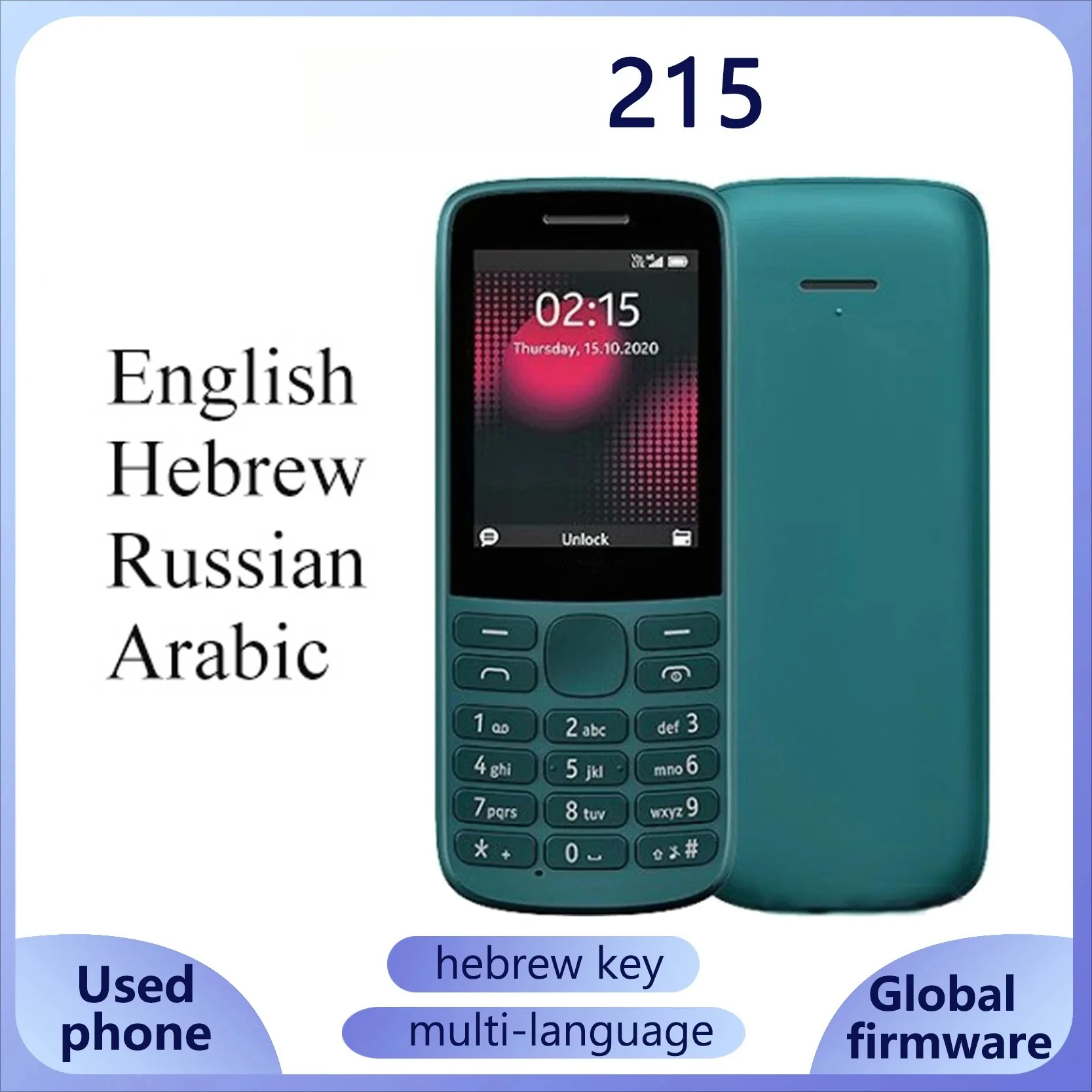 Finland Made 215 4G 2021 2.4'' Dual SIM Bluetooth FM Radio 1150mAh Long Standby Hebrew Key  Feature Push-button used phone