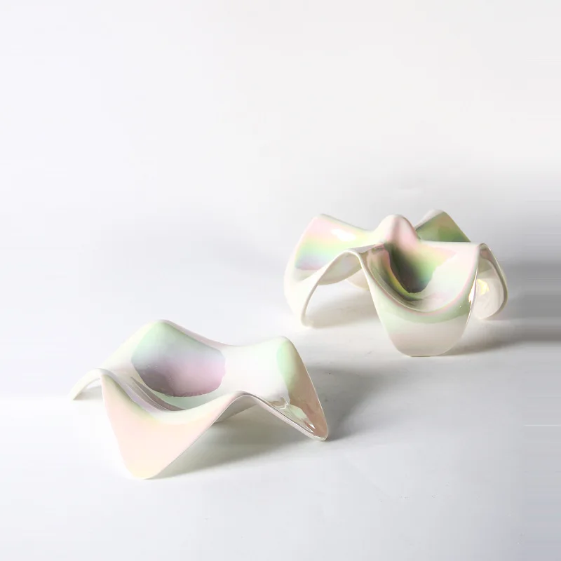 Modern light luxury special-shaped ceramic fruit plate sales center handicrafts dining table living room decoration ornament