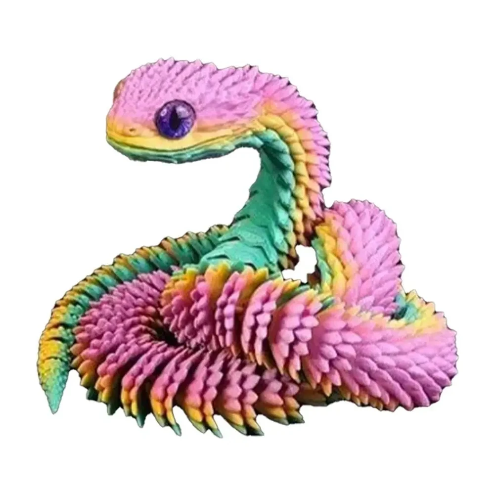 3D Printed Snake Fidget Crystal Flexible Joints Executive Desk Home Decor Perfect Gifts For Autism-A68E