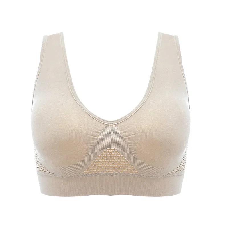 Simple Design Breathable Sweat Absorbent Padded Sports Vest Bra For Women Shockproof Running Gym Track Field Fitness Workout Top