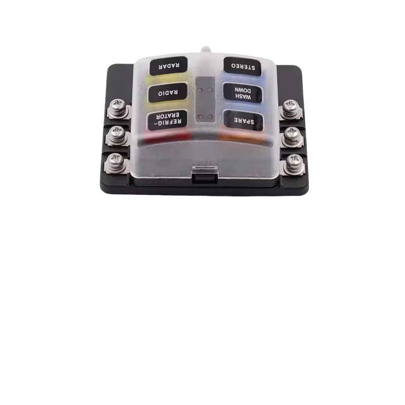 Universal Car 6 Way Blade Fuse Terminal Block Auto Track Fuse Holder Box Wiring Power Connector Switch With Light