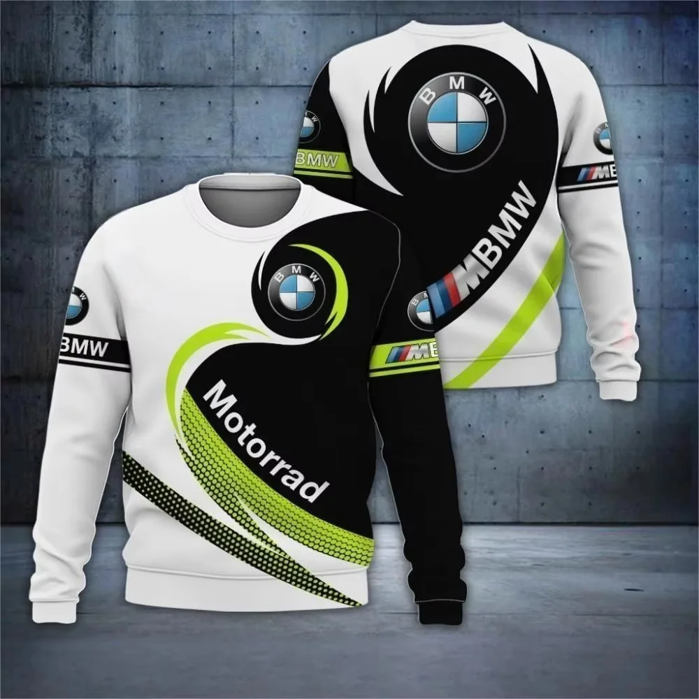 New BMW Logo Pattern 3D Printed Round Neck Sports Cover Fashionable Motorcycle Riding Comfortable Warm Long Sleeved Sweatshirt