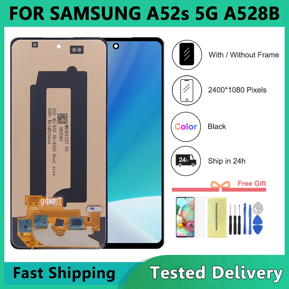 For Samsung A52s 5G A528B A528M A528B/DS LCD Display Touch Screen with Frame, For Samsung A52s LCD Replacemet