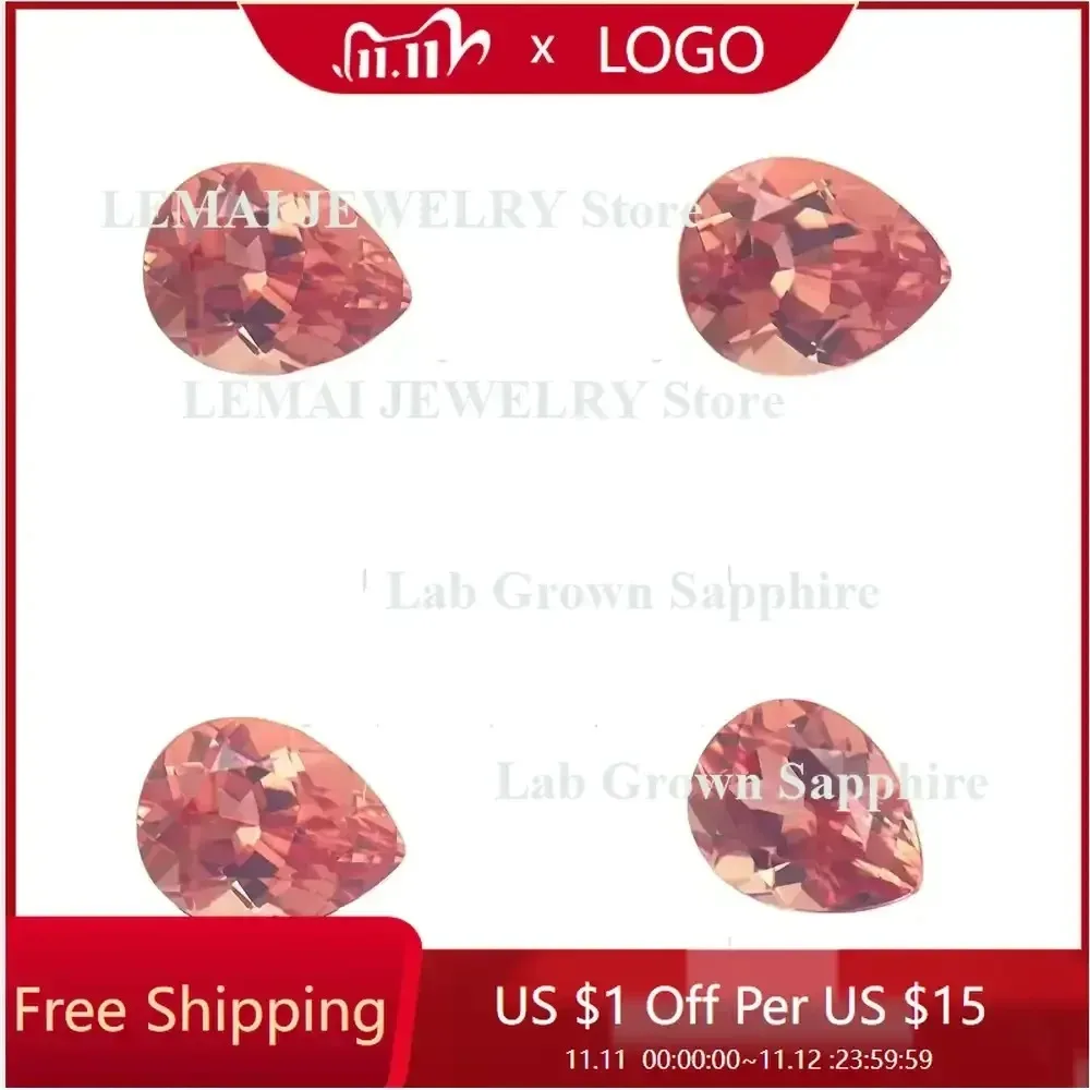 

Лабораторно выращенный сапфир грушевидной огранки цвета закатного оранжевого света для изготовления ювелирных изделий, колец, шармов, поделок. Искусственно созданный сапфир.