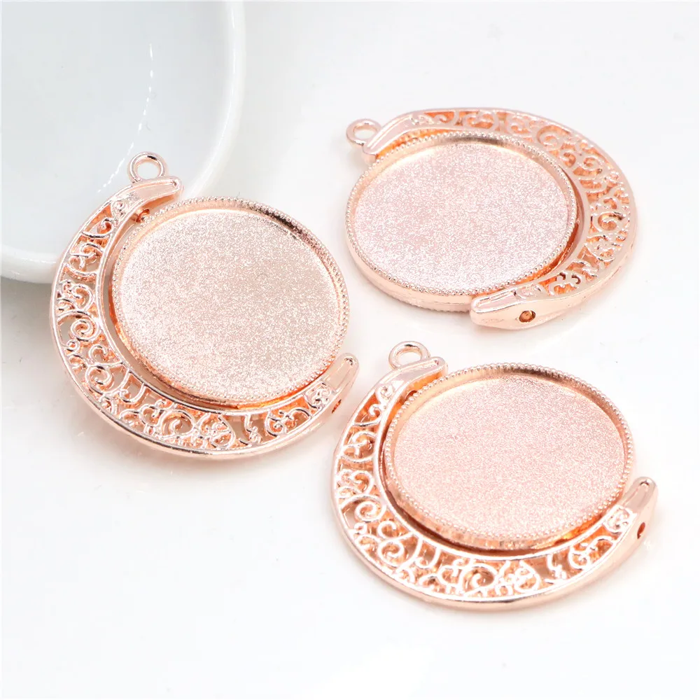5pcs 18mm 25mm 내부 크기 문 회전 양면 7 색 도금 카메오 카보 숑 기본 설정 매력 새로운 패션 펜던트