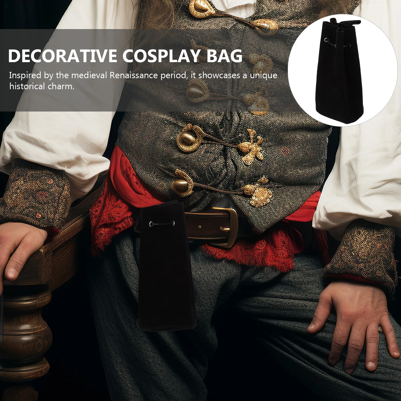 

Medieval Drawstring Bucket Waist Bag Safe Durable Material Cosplay Accessory Renaissance Costume Pouch Medieval Belt Bag