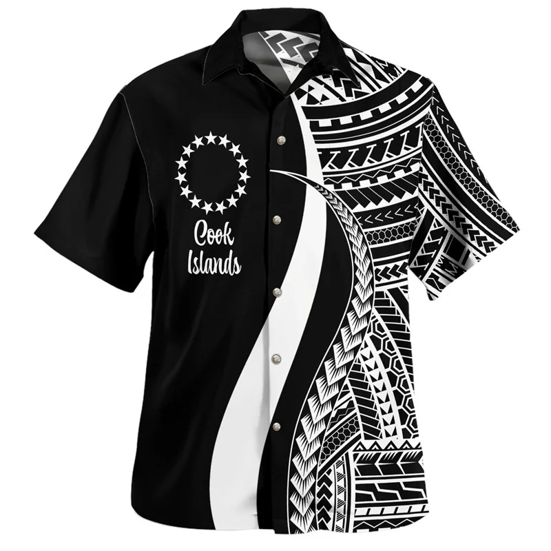 

Summer Harajuku 3D Cook Islands Flag Rugby Tribal Printing Shirts Cook Coat Of Arm Emblem Graphic Short Shirts Men Fashion Tops