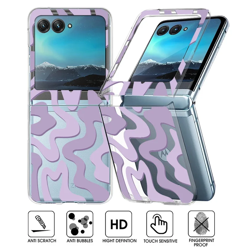 Transparente Handyhülle mit Streifenmuster für Motorola Razr 50 40 Ultra Razr 40 Razr50, stoßfeste, transparente, harte PC-Klapprückseite