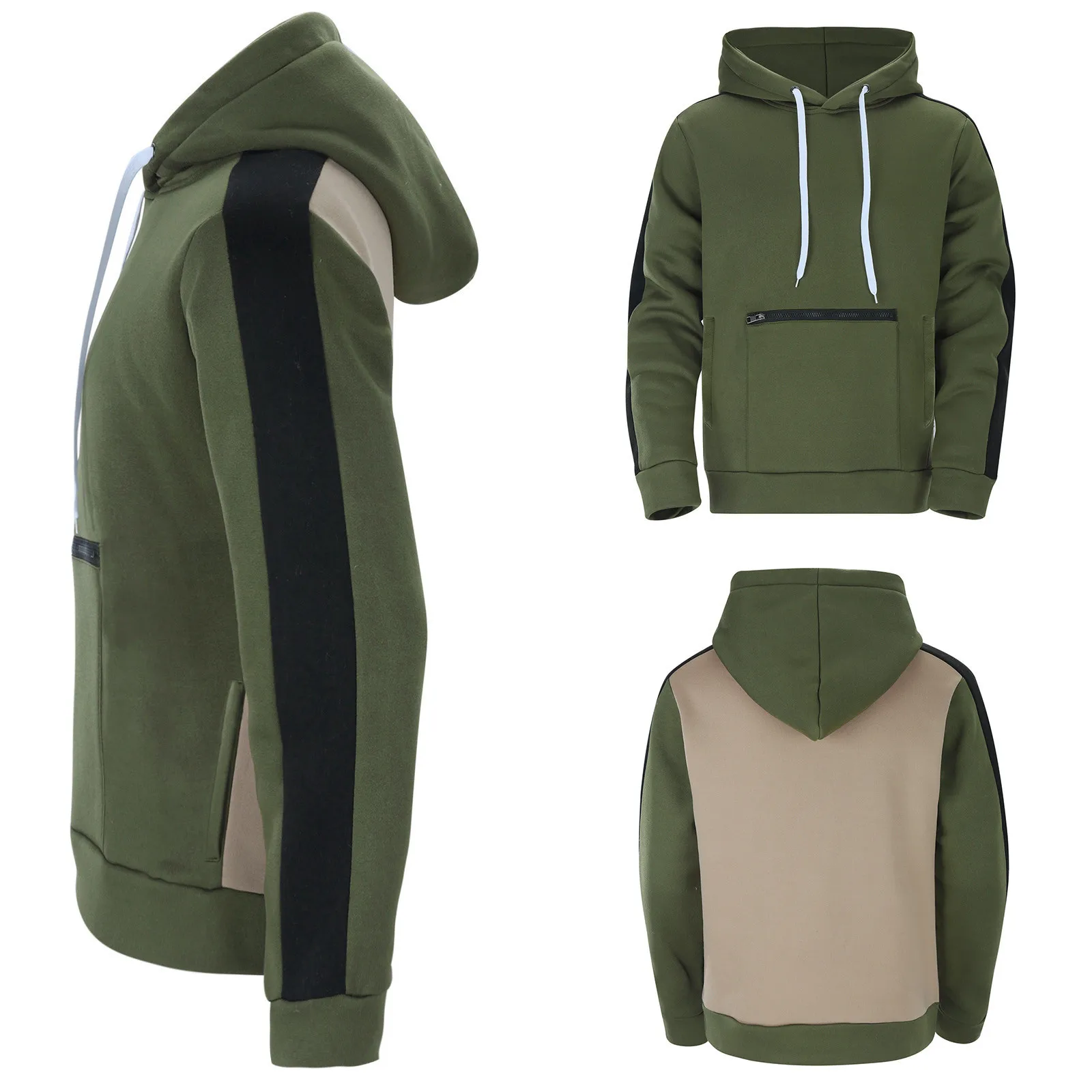 Men's Stylish Front And Back Casual Activity Hooded Sweatshirt With Double Pockets Outdoor Streetwear Windbreaker