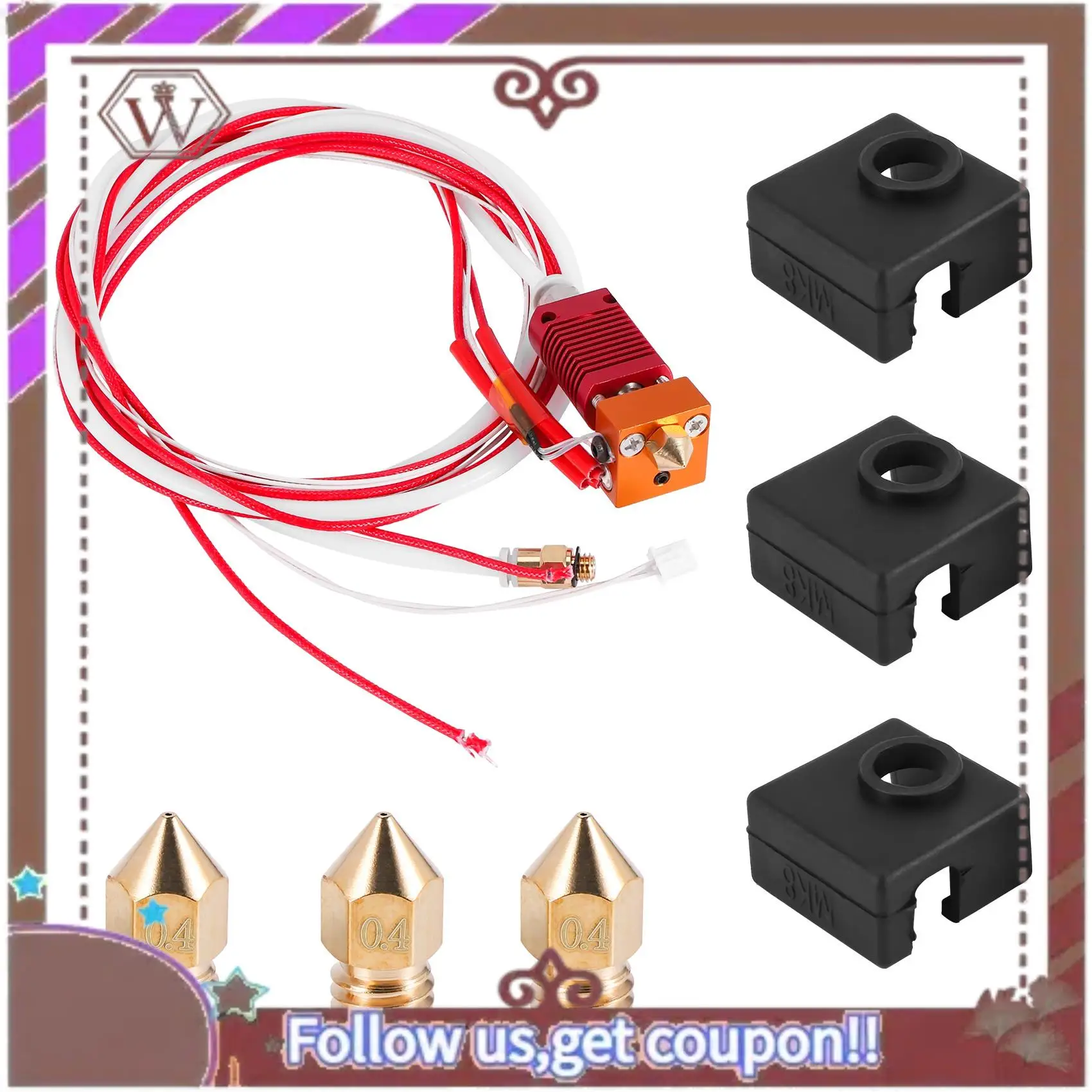 Комплект Hotend для принтера ABBG-3D MK8 с экструдером, печатающая головка, собранный комплект экструдера Hot End для Ender 3 Ender 3 Pro