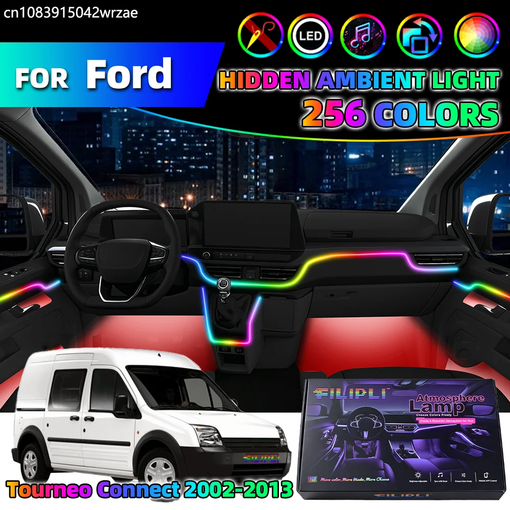 

6 in 1 For Ford Tourneo Connect 2002-2013 Years Car Interior Ambient Lights Strips Breathing Lighting Kit App Control Auto LED