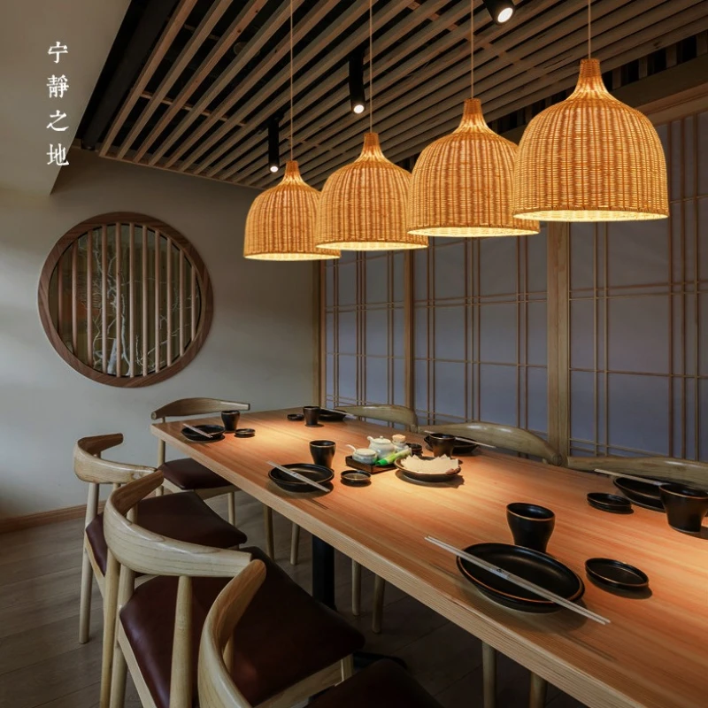 Southeast Asian Style Rattan Weaving Pendant Light Restaurant Cafe Hot Pot Shop Tea Room Study Living Room Creative Hanging Lamp