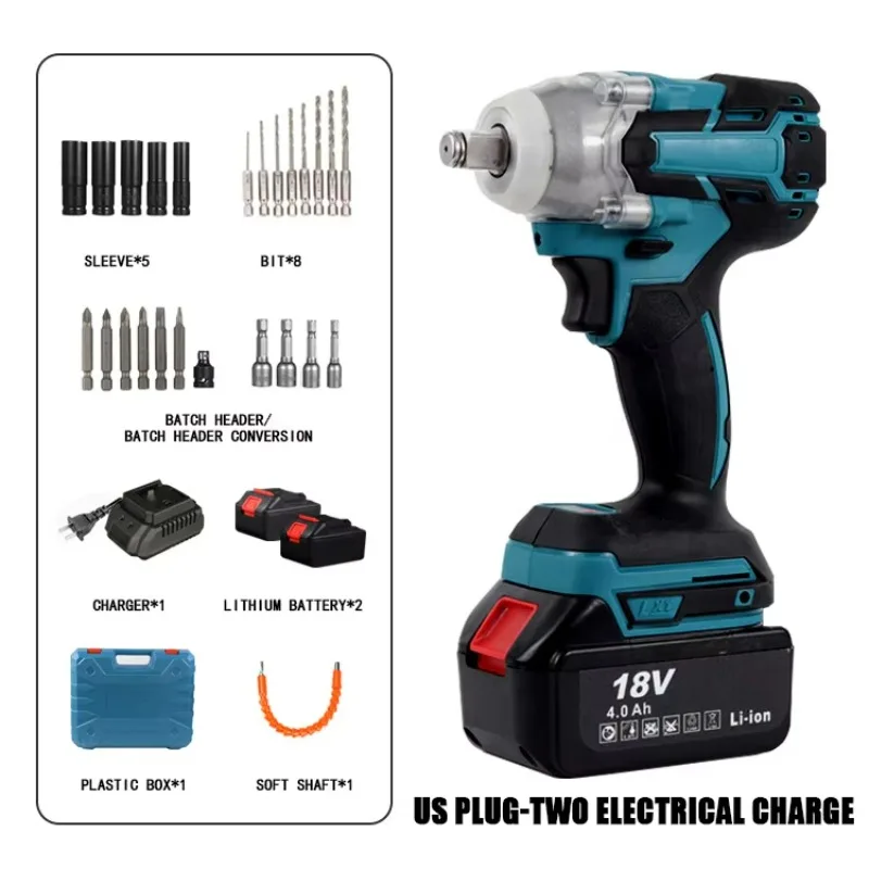 Avvitatore elettrico a percussione Avvitatore elettrico a batteria senza spazzole 1/2 pollici compatibile con utensili elettrici per cacciavite a batteria 18V