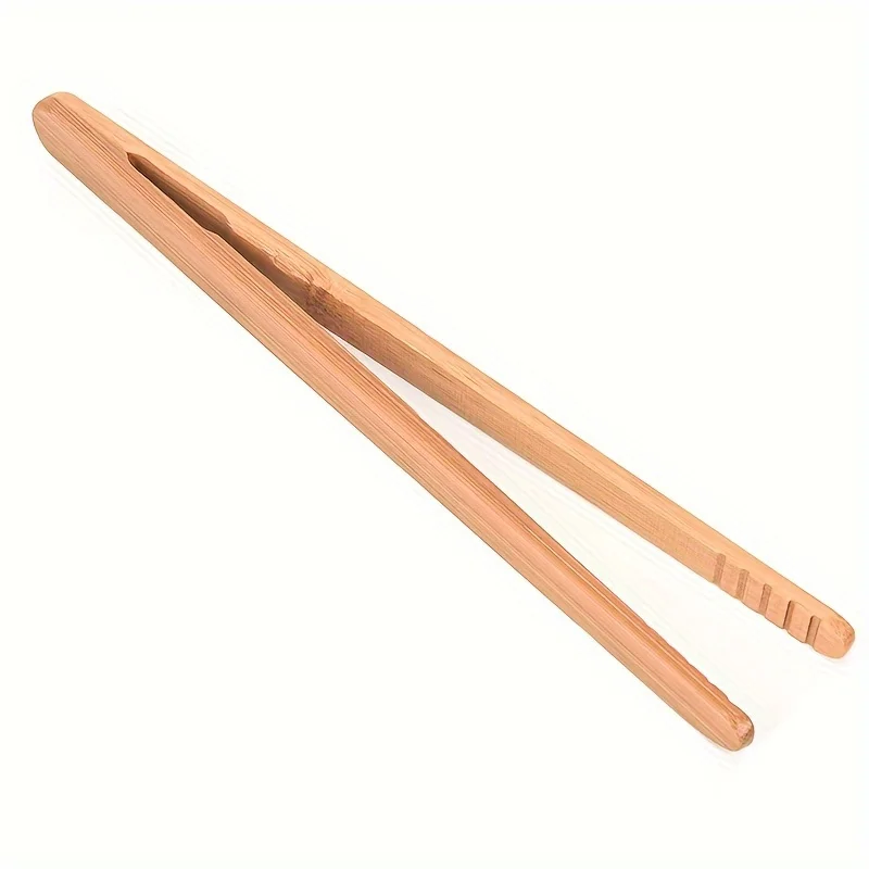 Reusable Bamboo Toast Tongs Kitchen Utensil Tea Tong for Fruits Toast Tea Bread Pickle Cooking Ultra Grip Wooden Toaster Tongs