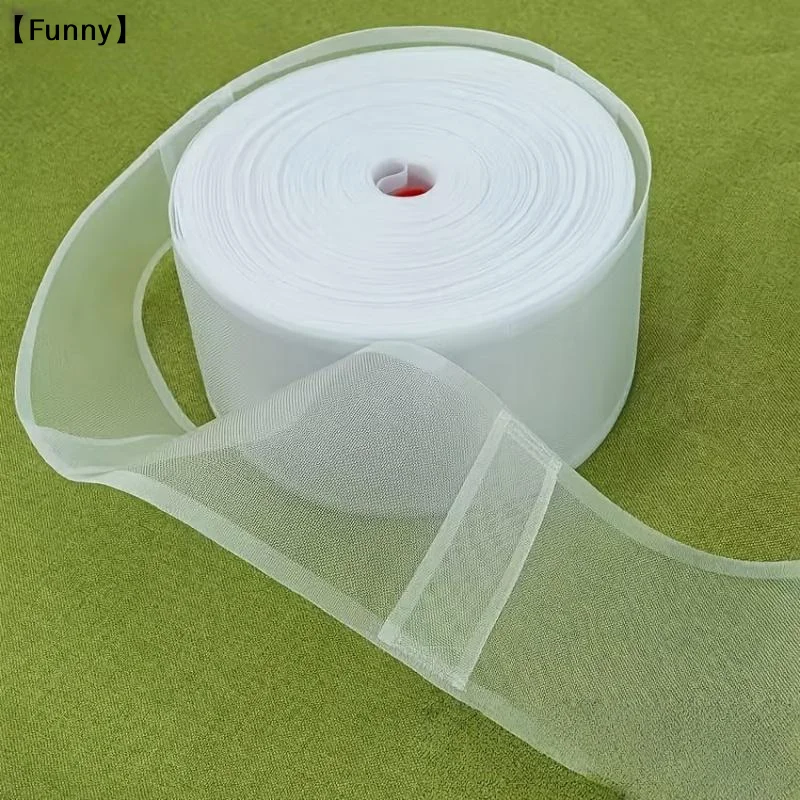 Transparent Pleated Curtain Tape Nylon Folding Tape Reinforced Hanging Strips White Flat Style For Hooking Curtains And Home DIY