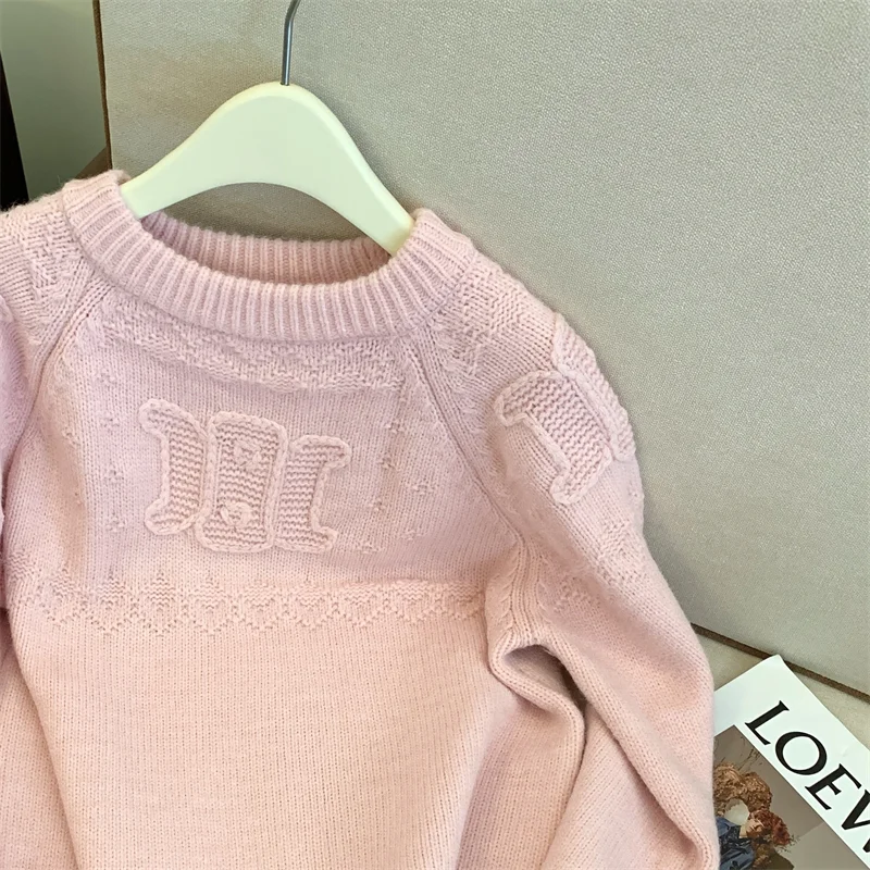 Pink Jacket Women Clothing Vintage Knitting Sweater Pullover Long Sleeve Casual Fashion Contrasting Colors Female Winter Tops