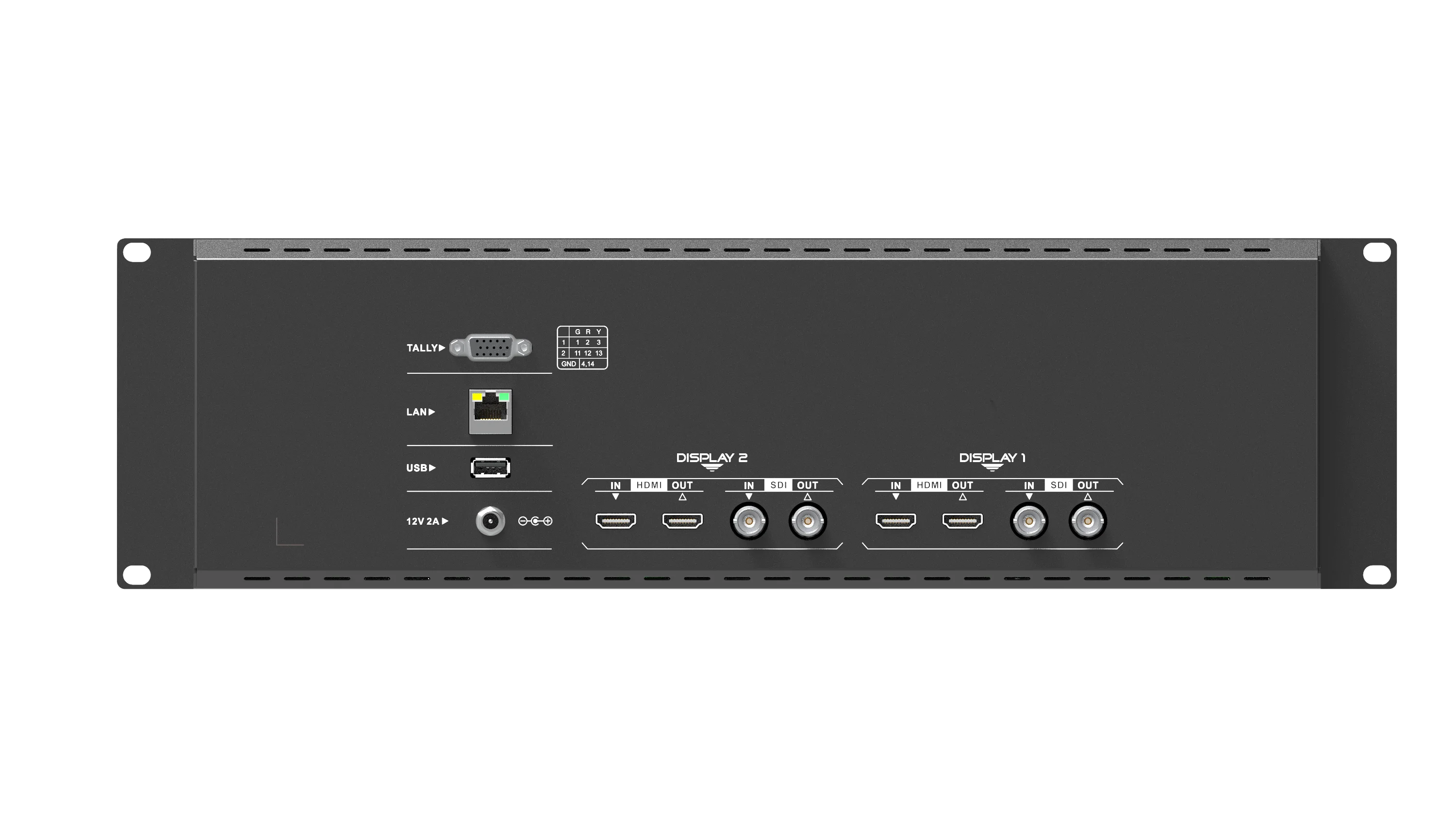 Dual 7 inch Rack Mount Audio Video Monitor for TV Broadcasting Equipment & Live Streaming with 3G-SDI 4K HDMI 2.0 LAN