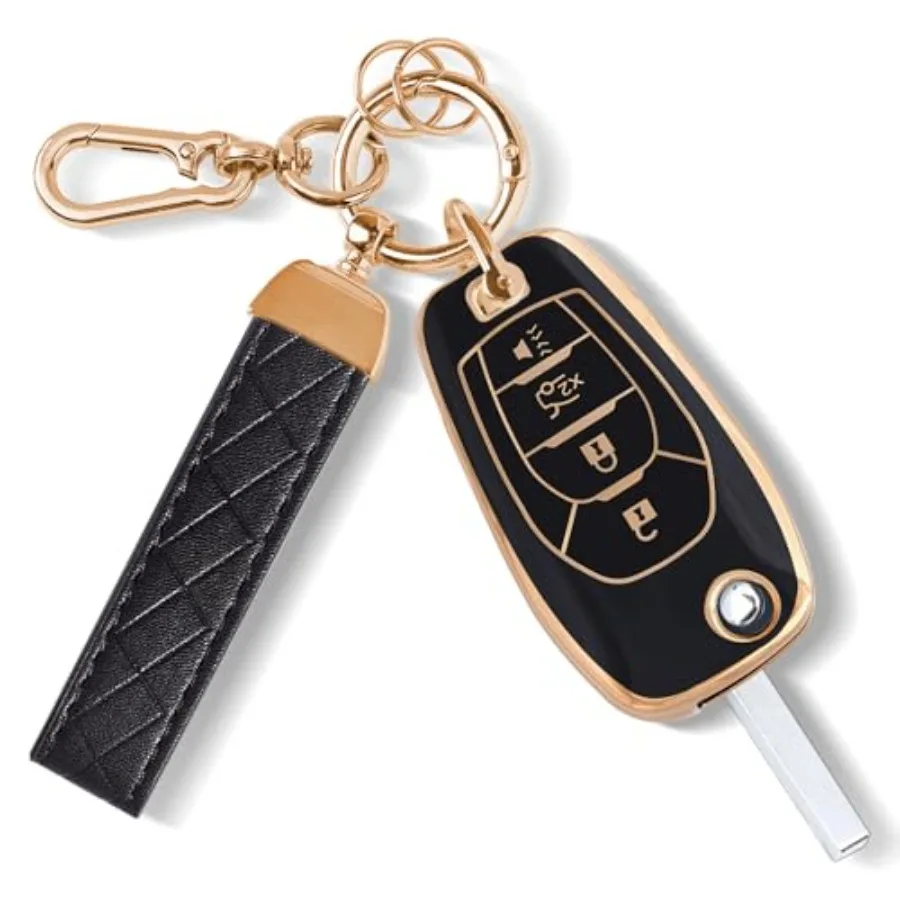 

Key Fob Cover Fit for Chevy Flip Key, 4 Buttons Car Key Case Protector for Cruze Spark Trax Sonic Trailblazer G