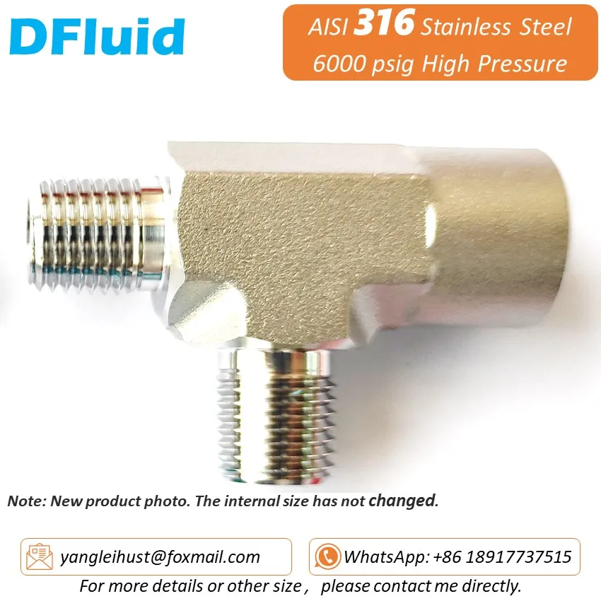

SUS 316 Male to Female Thread TEE NPT BSP BSPT 1/8" 1/4" 3/8 1/2 3-Way High Pressure 6000psig 40MPa Stainless Steel Pipe Fitting