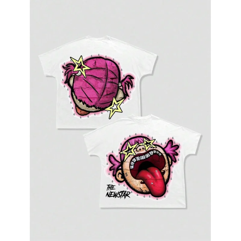 

MEN Street Life Men's Cartoon Casual Funny Cartoon Printed Short Sleeve T-Shirt