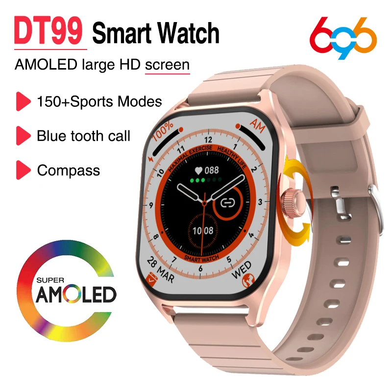 

2.04 Inch AMOLED Men Blue Tooth Call 150+ Sport Modes Smart Watch Compass Heart Rate Waterproof Watches Women 2024 Smartwatch