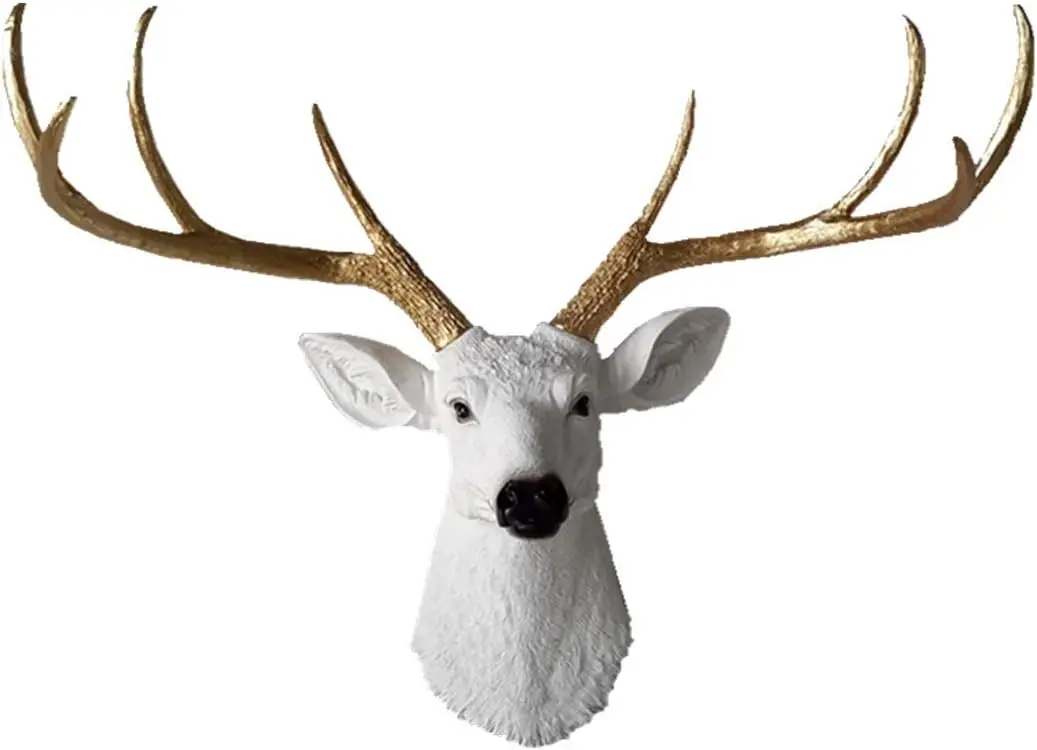 Faux Deer Head Wall Mount, Artisan-Crafted Large 28-Inch Farmhouse Buck Head Decor