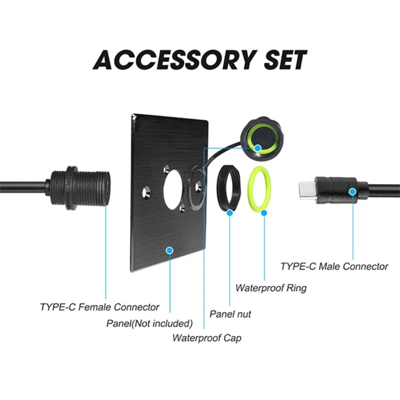 Fast Speed USB 3.1 Waterproof Connector Cable Nylon Construction Panel Mount Installation for Outdoor Applications