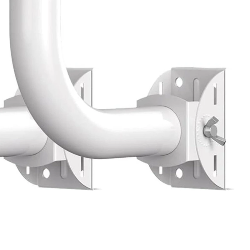 Camera and Outdoor Mounting Bracket White Metal J Poles Support with Wall Plate for Wireless Bridge Device Installation and