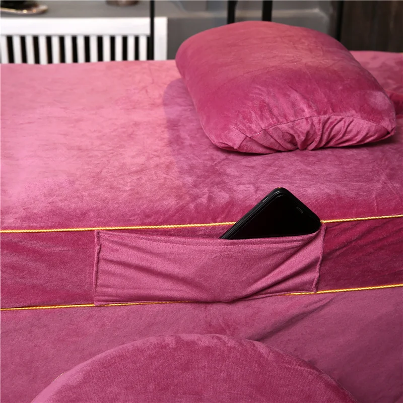 Custom Size with Hole Beauty Salon Bedspread Bed Skirt Soft Crystal Velvet Solid Color Bed Spread for Hairdresser Salon