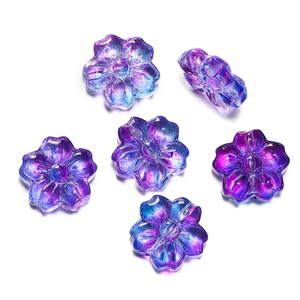 30 stuks gekleurde glazen bloemvormige kralen vijf bloemblaadjes bloem spacer kralen voor DIY ketting armband hanger sieraden maken bevindingen