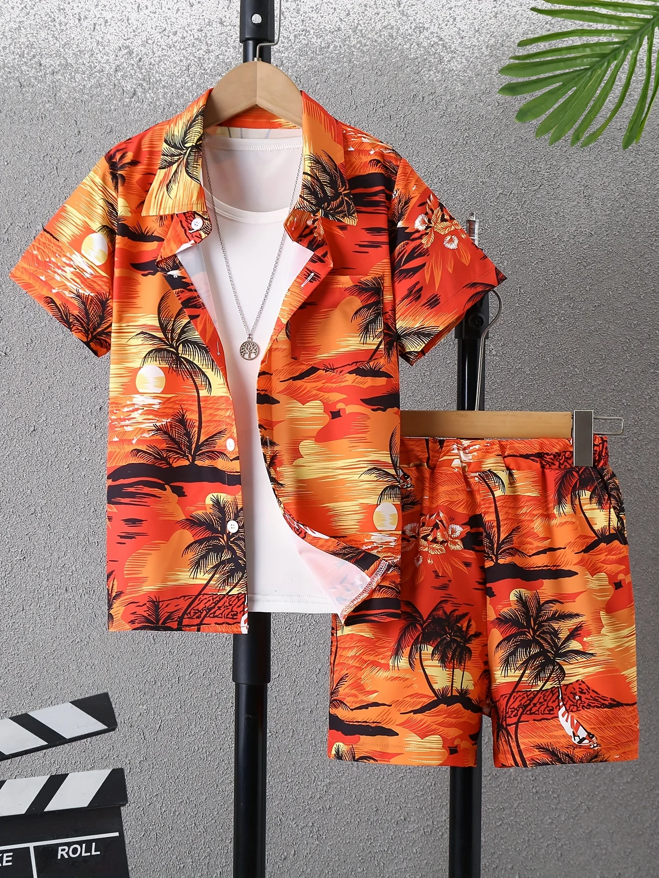 Beach Shirt Hawaiian - Hawaiian Tropical Seaside Scenery Men Co‑ord
