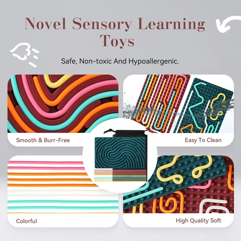 Montessori Toys Busy Board Sensory Activity Board BPA Free Silicone Kids Anxiety Relief Stress Twistable Sensory Toys Baby Gifts